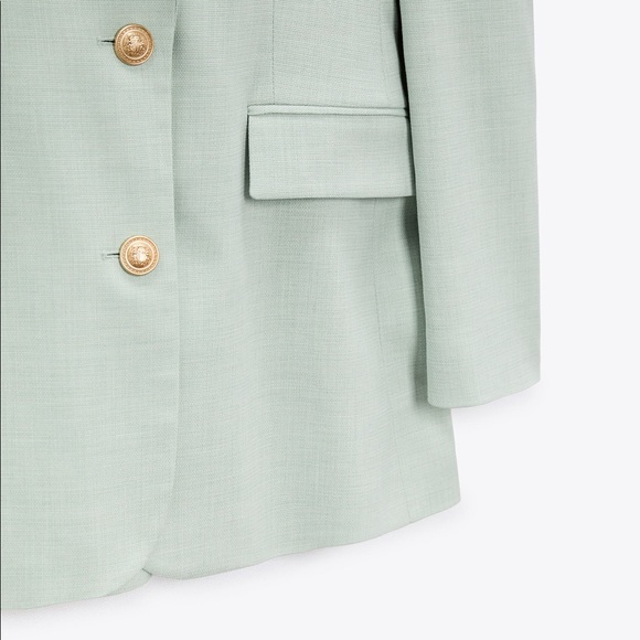 NWT ZARA FITTED BLAZER WITH GOLDEN BUTTONS LIGHT GREEN - Picture 7 of 16